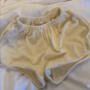 yellow john galt (brandy melville) velvet shorts